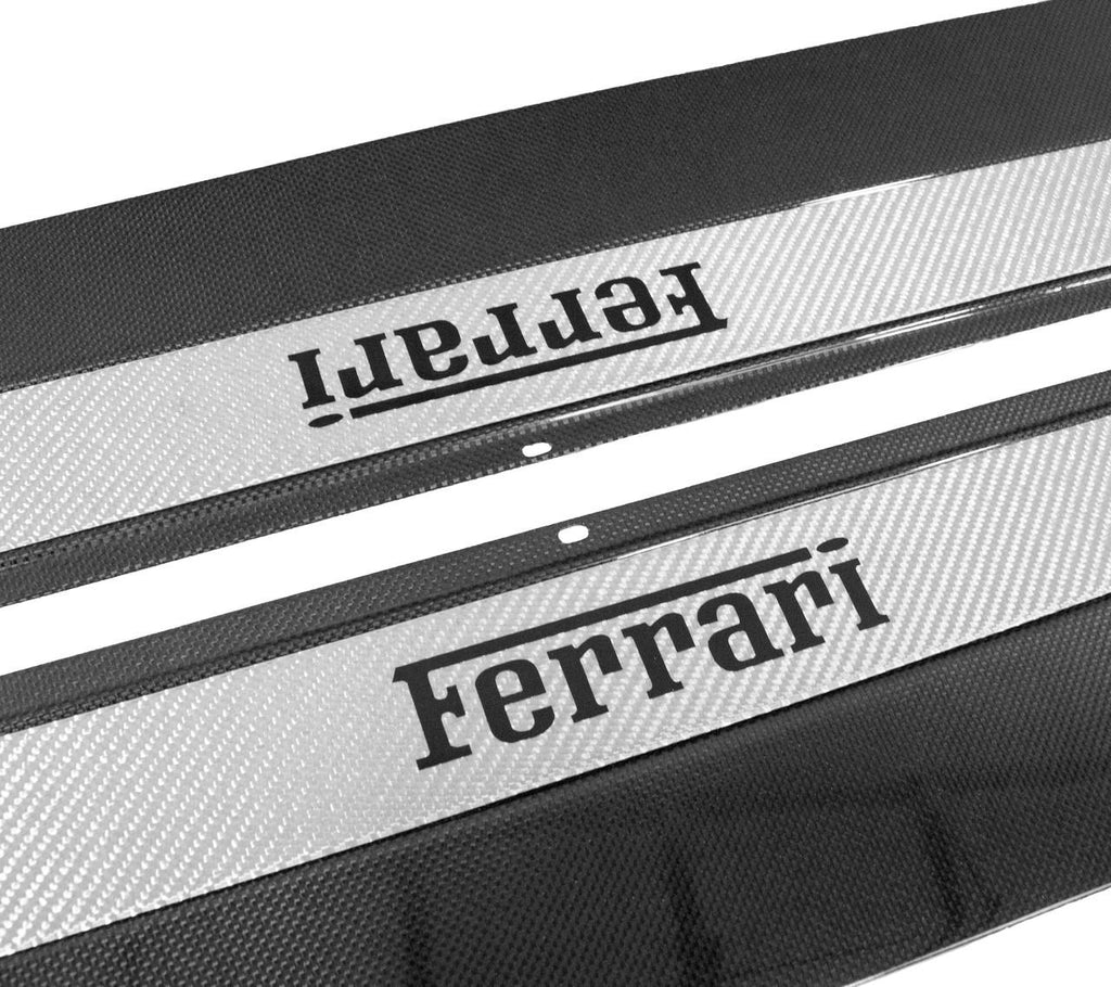 Carbon Fiber, Custom Carbon Fiber Door Steps with Silver Inserts F355 Ferrari