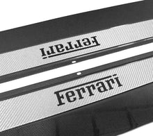 Load image into Gallery viewer, Carbon Fiber, Custom Carbon Fiber Door Steps with Silver Inserts F355 Ferrari