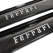 Load image into Gallery viewer, Carbon Fiber Door Steps with Raised Chrome "Ferrari" Script Ferrari F430