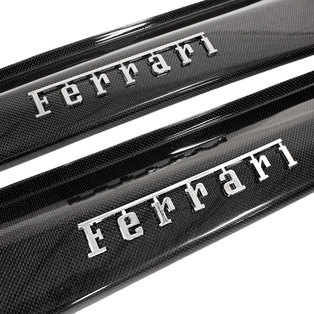 Carbon Fiber Door Steps/Sills with Raised "Ferrari" Chrome Script - Ferrari 360