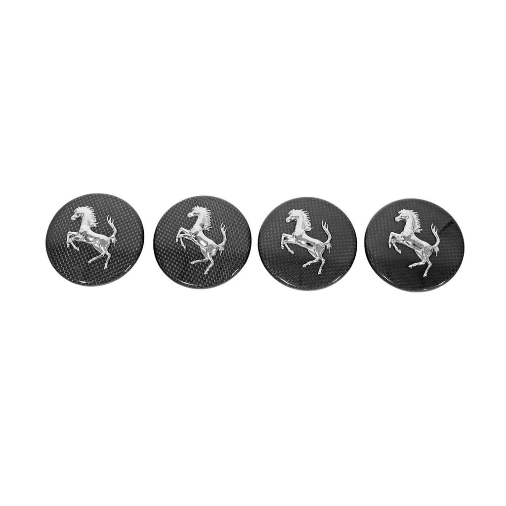Carbon Fiber Ferrari Replica Center Wheel Caps With Cavallino - Ferrari
