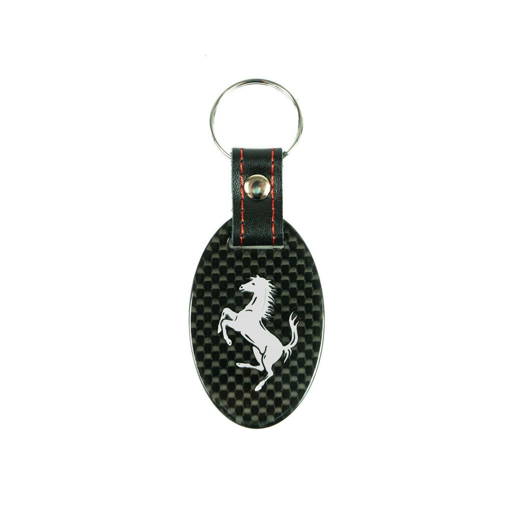 Fabspeed Ferrari Cavallino Silver Carbon Fiber Keyring