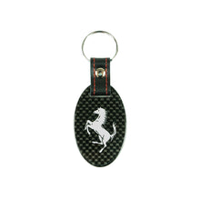 Load image into Gallery viewer, Fabspeed Ferrari Cavallino Silver Carbon Fiber Keyring