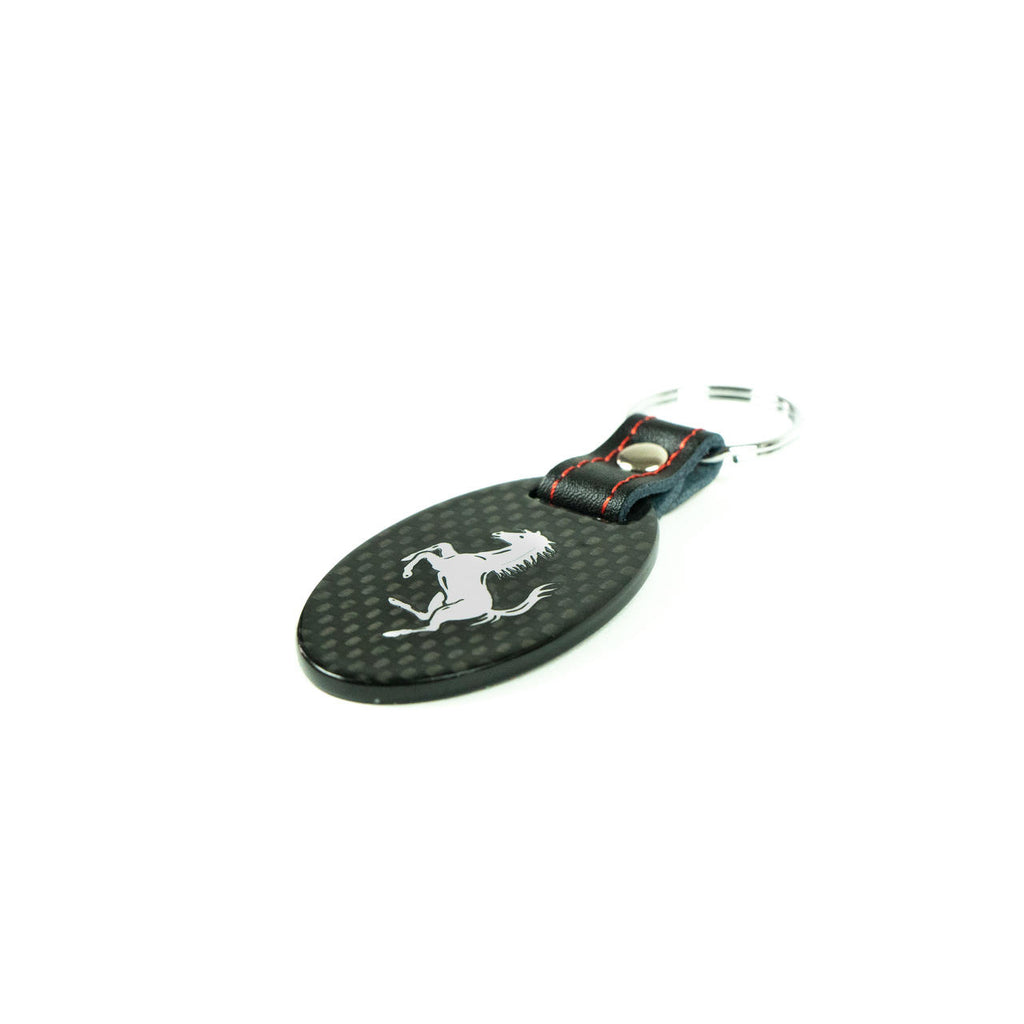 Fabspeed Ferrari Cavallino Silver Carbon Fiber Keyring