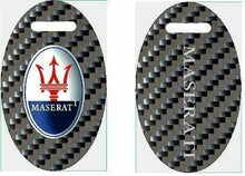 Load image into Gallery viewer, Fabspeed Maserati Silver &amp; Blue Carbon Fiber Keyring