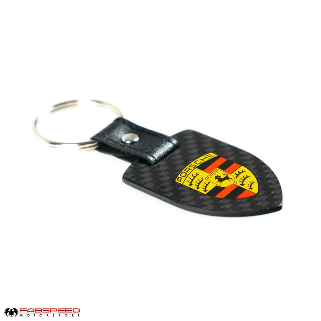 Fabspeed Porsche Crest & Script Carbon Fiber Keyring