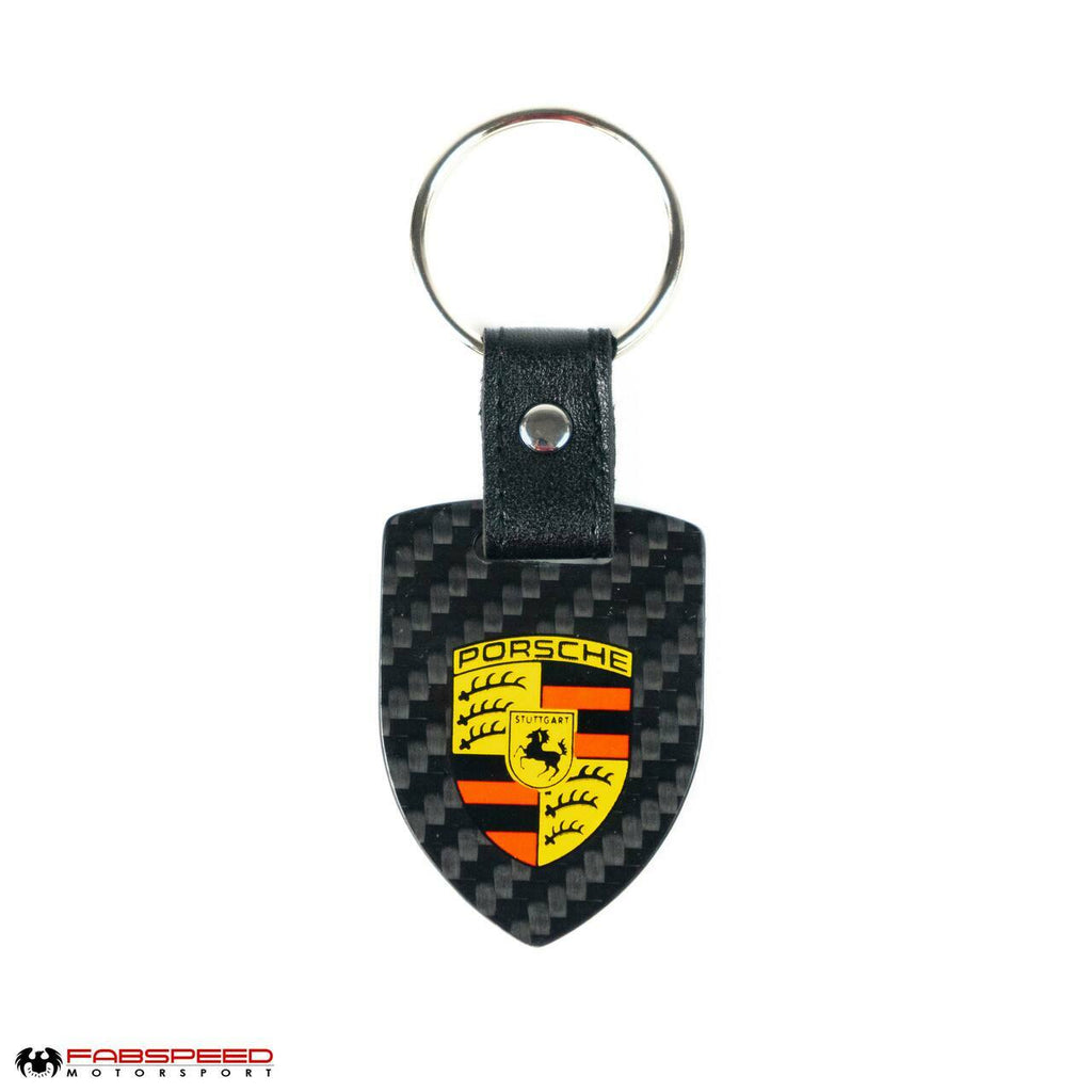 Fabspeed Porsche Crest & Script Carbon Fiber Keyring