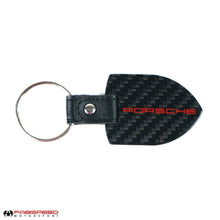 Load image into Gallery viewer, Fabspeed Porsche Crest &amp; Script Carbon Fiber Keyring